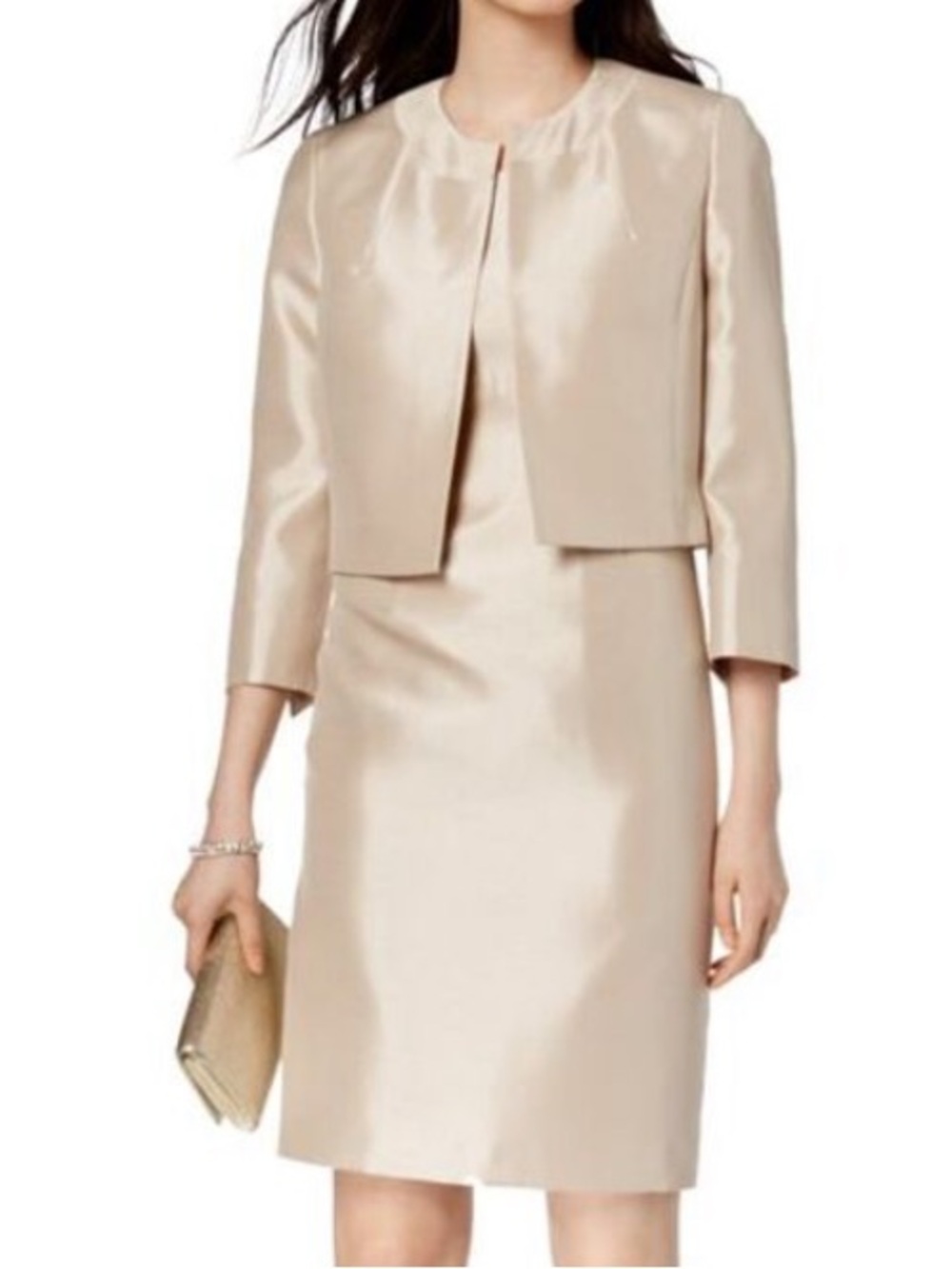 Le Suit Fly Away Two Piece Elegant Dress Suit In Champagne Size 16 NWT